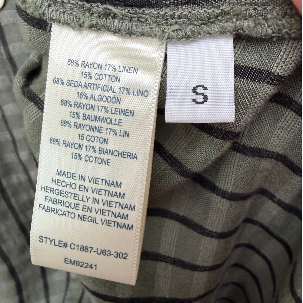 Cloth and Stone Green Plaid Puff Sleeve Linen Buttondown Women's US S - Picture 8 of 13